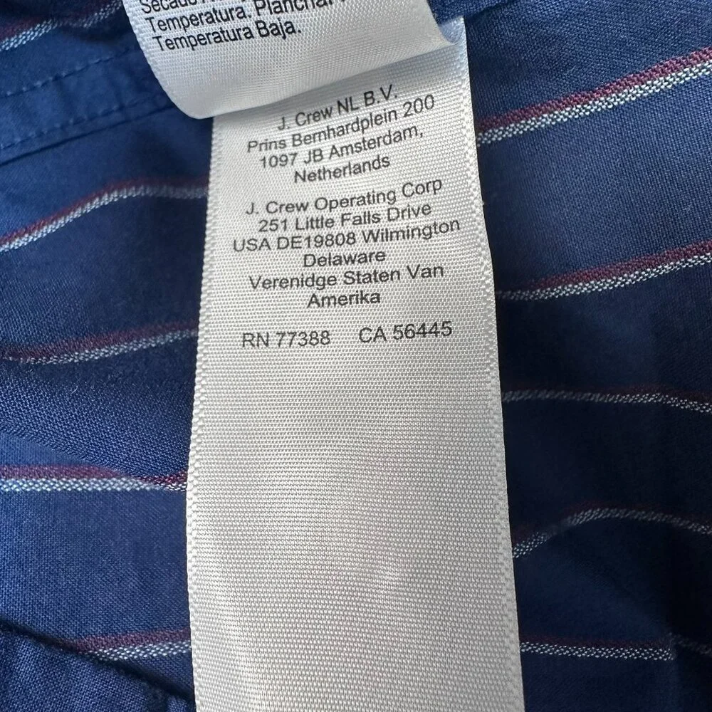 J.Crew Men's Double Striped Dobby Short‎ Sleeve Short, Size XL, Navy/White/Red